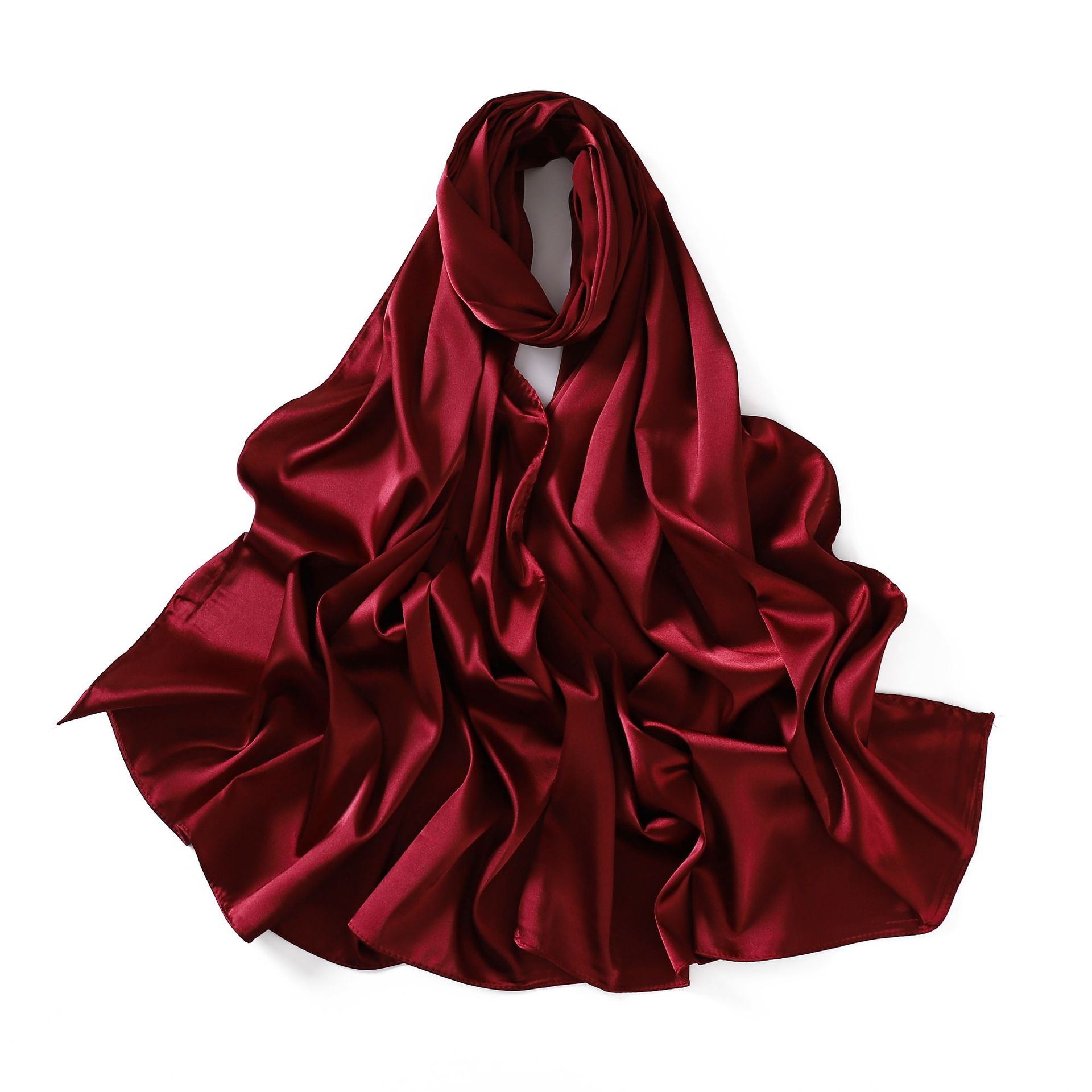 Solid Satin I mitation Lange Indonesische Monochrome Parel Kleur Ding Bag Hoofddoek Cover Vrouwen Zijden Sjaal_voghion.com
