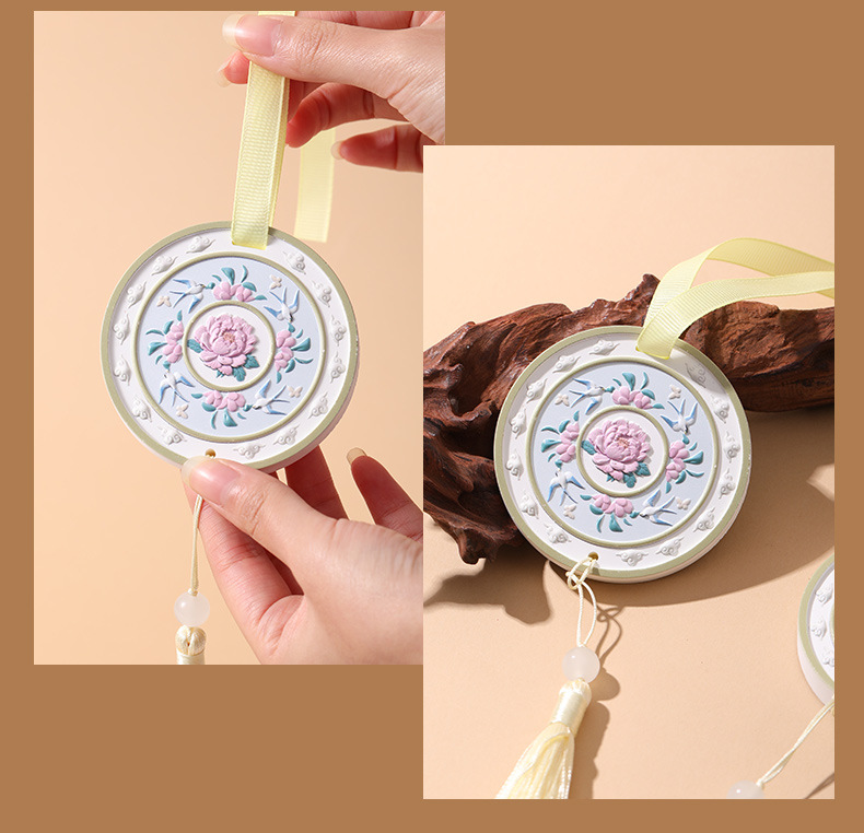 Chinese-Style Floral Aromatherapy Plaster Piece, Ancient-Style Car Hanging Ornament, Wardrobe Deodorizer, Holiday Wedding Gift Fragrance
