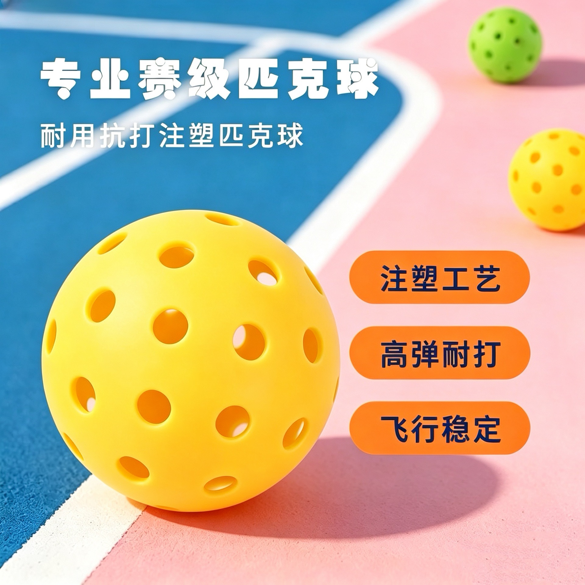 Pickleball 40/26 Hole Tpe 74mm Injection Molded Training High-Elasticity Rotational Molded Ball Pickleball Perforated Ball