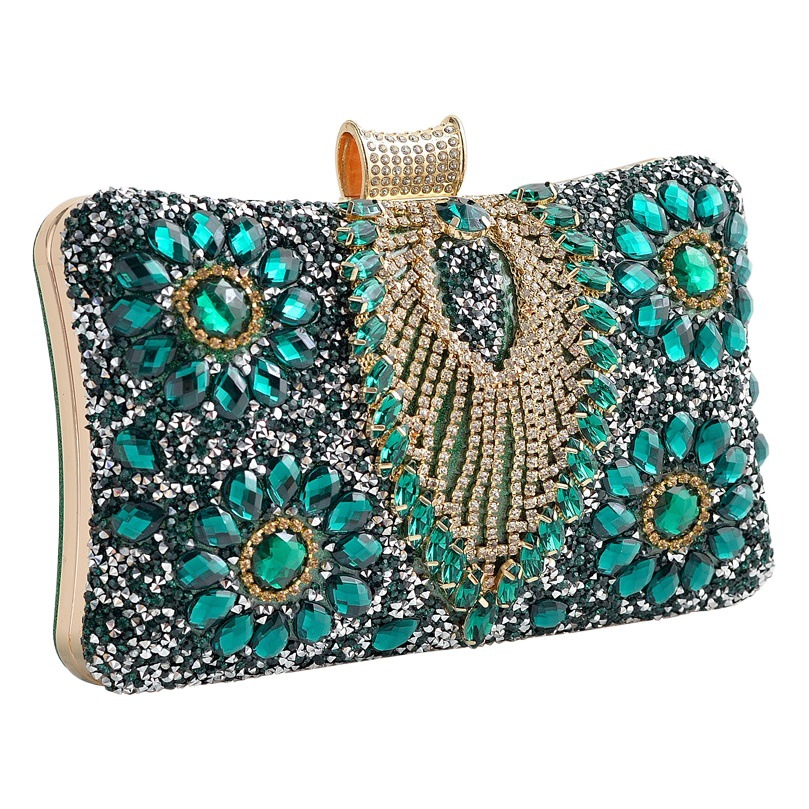 Bolso de noche transfronterizo Bolso de banquete incrustado en diamantes Bolso de noche de diamantes de imitación Bolso de vestir europeo y americano Bolso de diamantes de imitación Bolso DE BODA Embrague