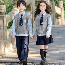 男女童学院风春秋套装2025新款女孩JK制服衬衫百褶裙马甲学生班服