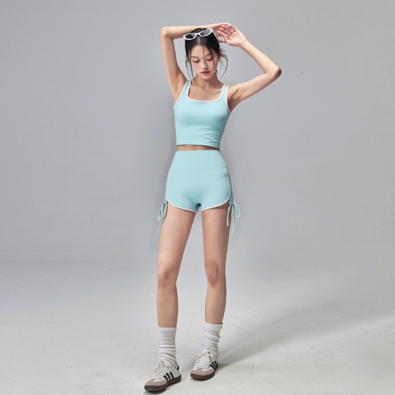 新しい夏のヨガ服スーツ、胸パッド付きのタイトでスリムなスポーツベストショーツ、ピラティスフィットネス2点セット|undefined