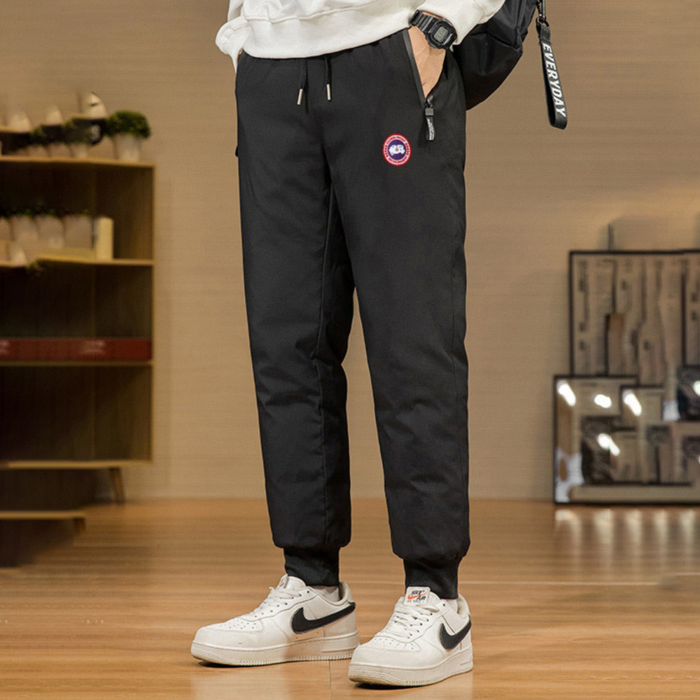 Warm, fleece-lined, thickened sweatpants, loose-fitting casual pants, embroidered couple sweatpants, unisex long pants