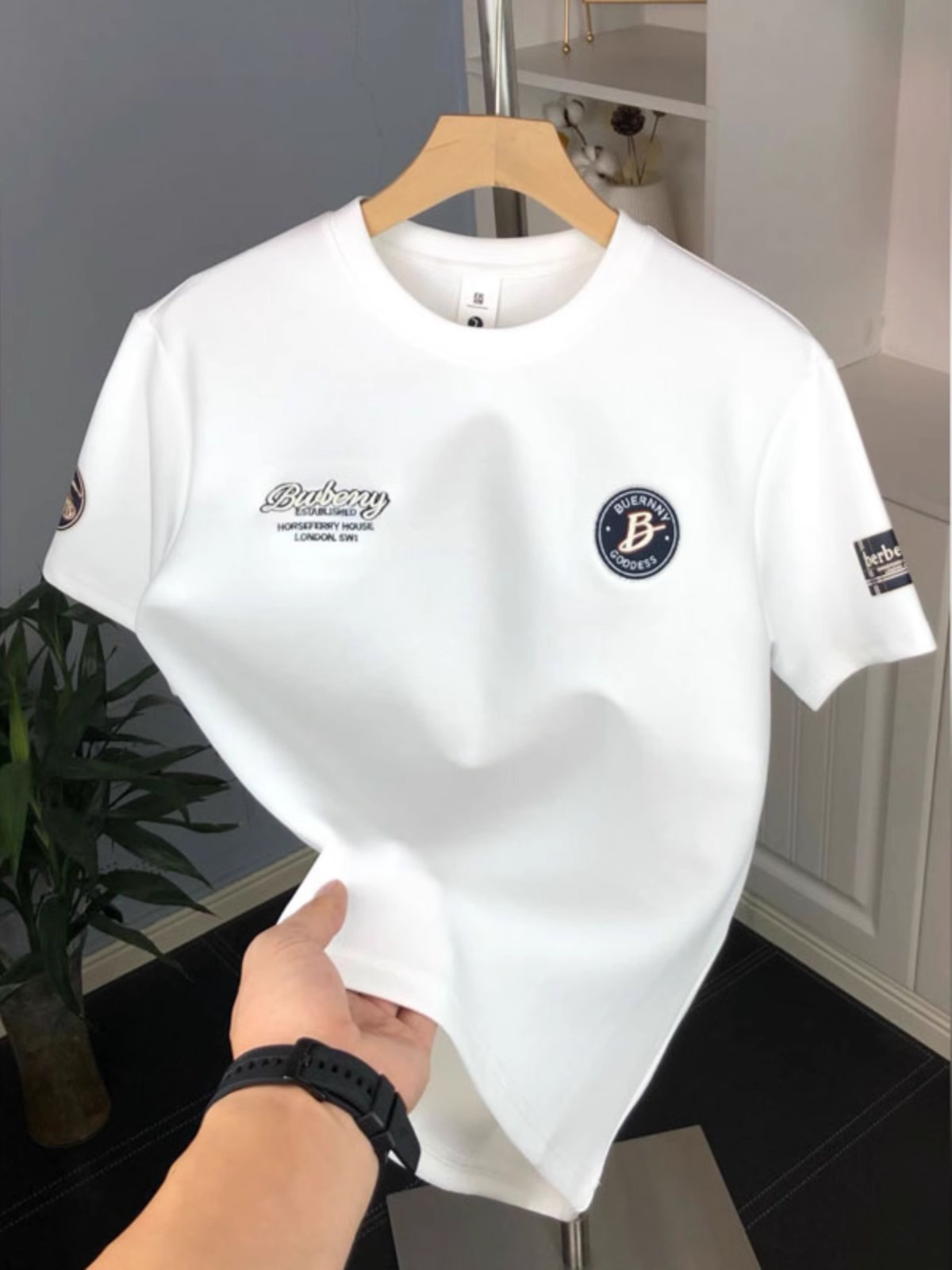 Herren T-shirt Mit Rundhalsausschnitt Und Label Print Premium_voghion.com