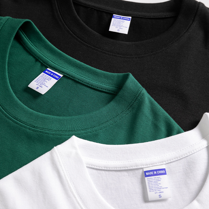 300g de algodón de textura pesada Camiseta de manga corta hombres y mujeres mismo estilo pareja desgaste básico de color sólido camiseta camisa de fondo