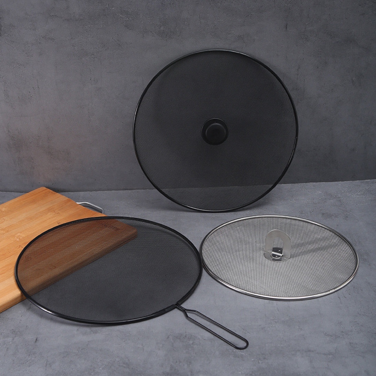 厨房防爆盖遮油盖硅胶短柄多用不锈钢圆形防油防溅网罩跨境热销