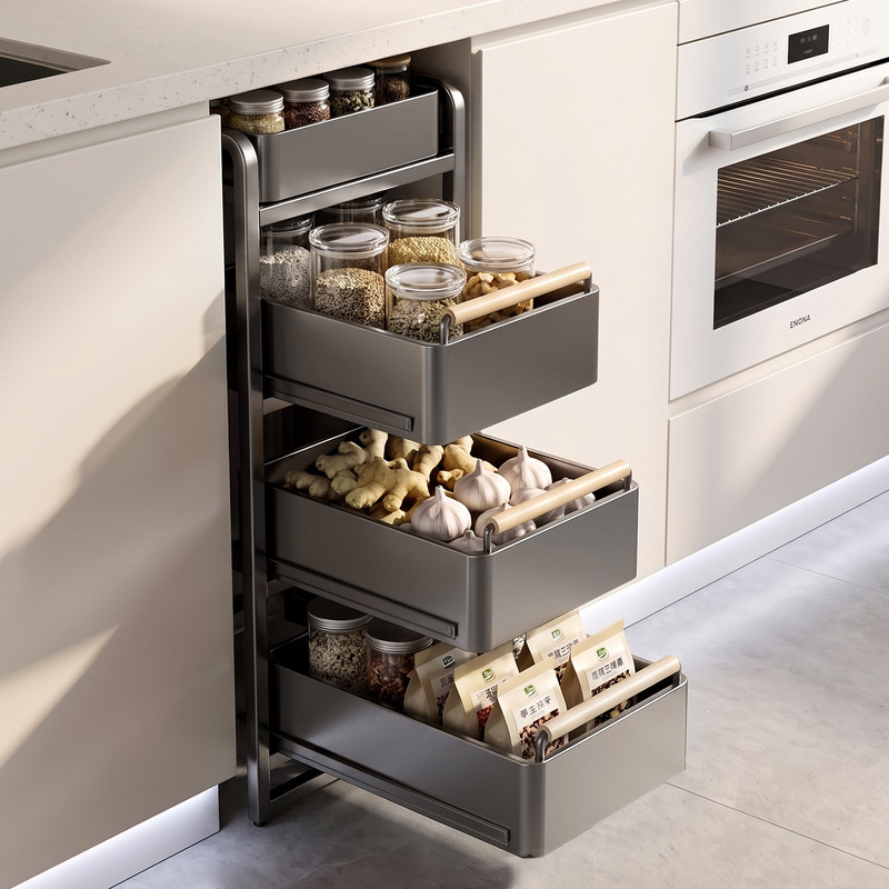 Kitchen floor-standing storage rack, multi-layer movable snack, fruit, and vegetable cart, narrow gap pull-out storage rack Kitchen floor-standing storage rack, multi-layer movable snack, fruit, and vegetable cart, narrow gap pull-out storage rack