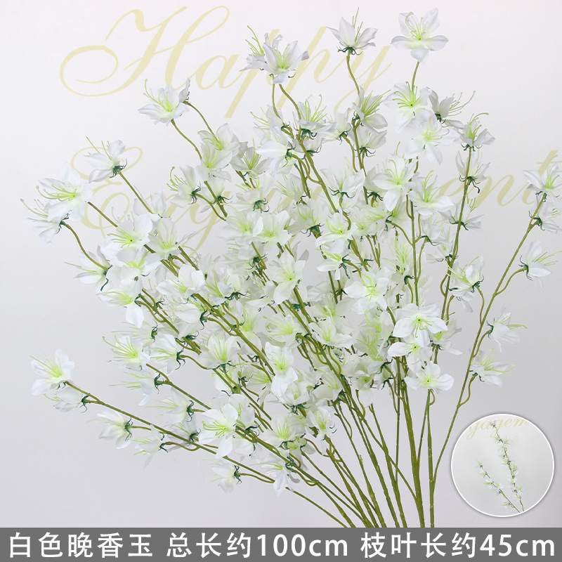 Bodas de flores de seda de imitación blanca flores falsas decorativas floral sala de bodas floral hogar ramo único camino de introducción de flores