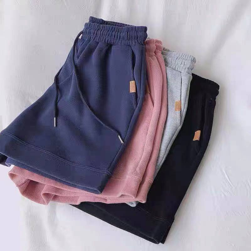 Casual Sports Shorts Women's 2023 Summer New Korean-style High Waist Slimming Loose Five-point A- line Wide-leg Pants