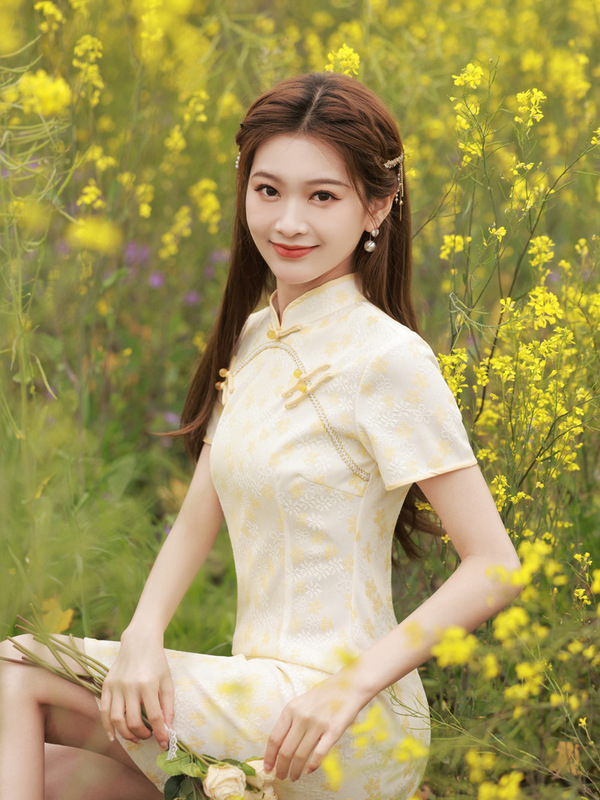 2023 new style waist-tight improved cheongsam dress women's summer small new Chinese style lace skirt summer