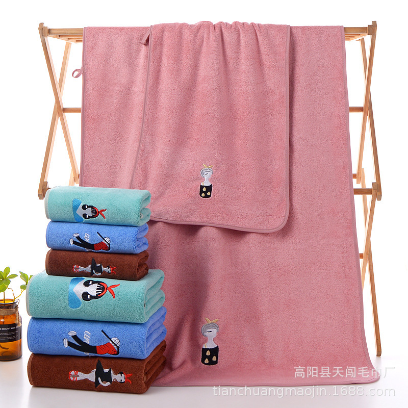 Wholesale Thickened Bath Towel Absorbent Towel Wholesale Soft Embroidered Character Set Towel Microfiber Gift Embroidery Wholesale Thickened Bath Towel Absorbent Towel Wholesale Soft Embroidered Character Set Towel Microfiber Gift Embroidery