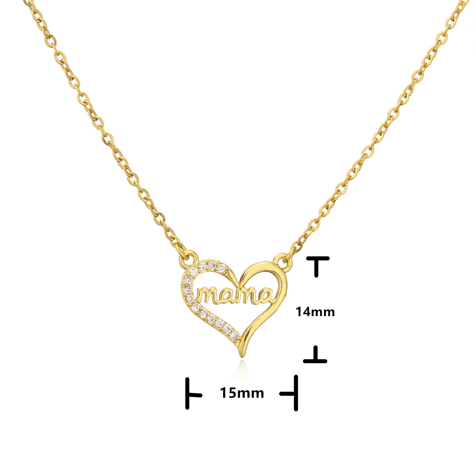 Brass Plating 18k Gold Zircon Inlaid Necklace Mother's Day Gift display picture 12