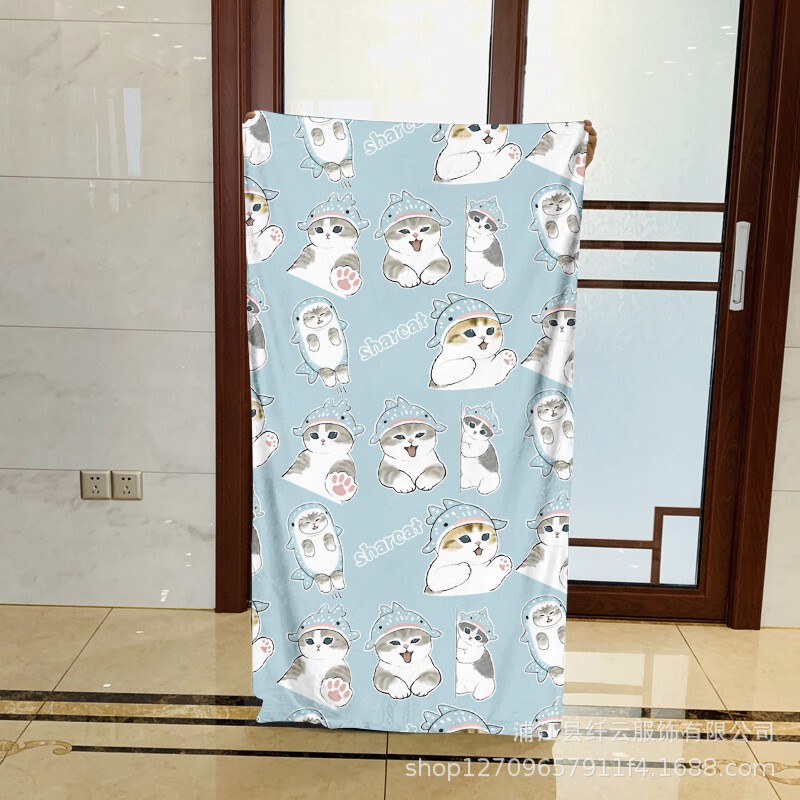 Shark Cat sharcat Shark Popular Cat Shrimp Peripheral Bath Towel Beach Towel Absorbent Towel