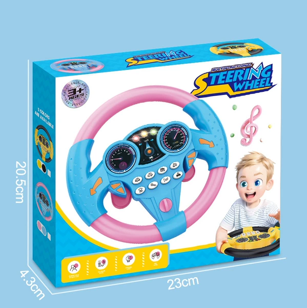 Blue steering wheel, landing gear, pack