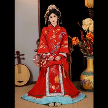 古装公主小姐常服中式婚服满族旗服宋制嫁衣重工刺绣立领长衫云肩