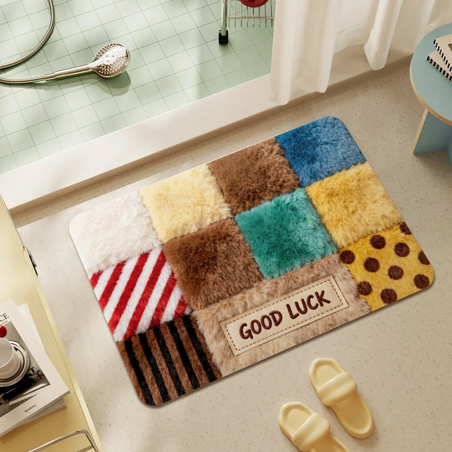 美式多巴胺硅藻泥卫生间防滑浴室地垫厨房垫入户门垫吸水速干脚垫