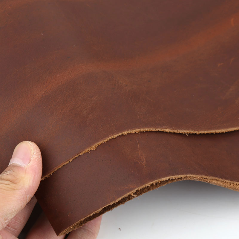 红棕色1.8mm复古做旧变色手工diy皮具制作疯马皮钱包挎包手账本皮