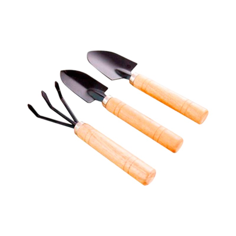 Herramientas de jardinería genuinas, pala pequeña, juego de tres piezas, rastrillo en maceta para el hogar, plantación de flores, juego de combinación de herramientas, pala pequeña