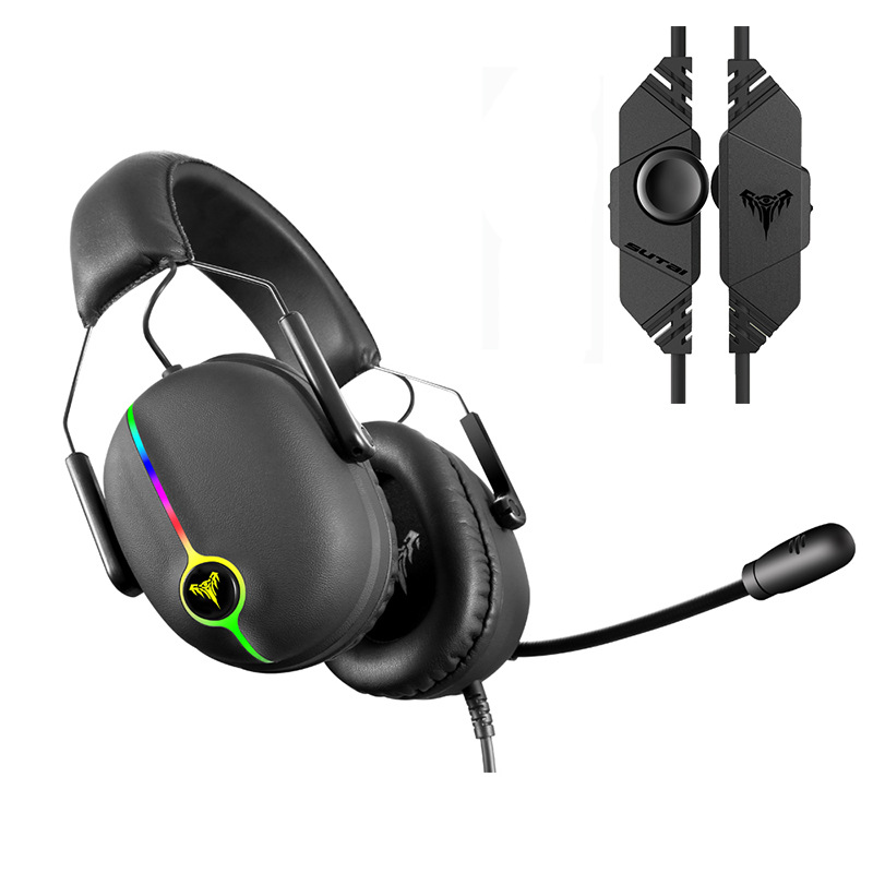Auriculares para Juegos con Cable y Reducción de Ruido ENC, Auriculares para Juegos SuTi V11 con Vibración, Auriculares para Cibercafé con Sonido Envolvente 7.1