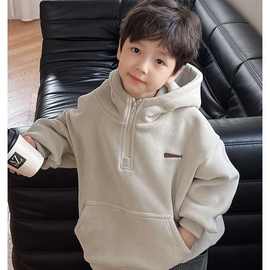 男童冬装205新款加绒宝宝连帽卫衣男小童秋冬一体绒儿童洋气上衣