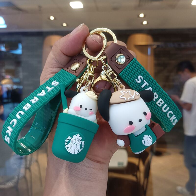 New Cartoon Starbucks Keychain Cute Car Key Chain Hanger Internet Celebrant Couple Bag Pendant Small Gift