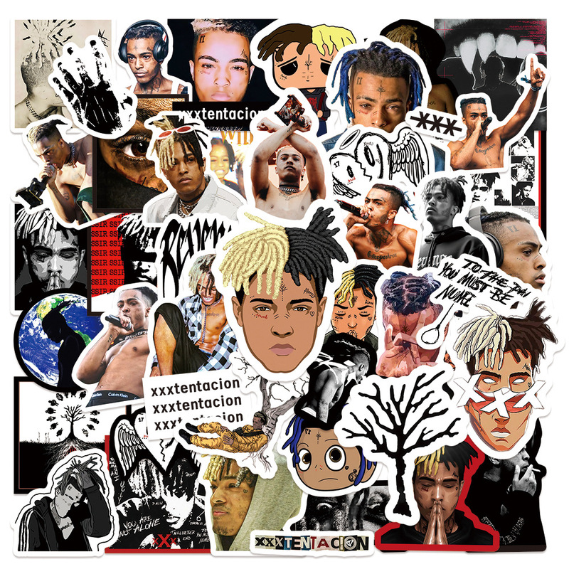 58 Pieces of Exxxtentacion Stickers, European and American Florida Rapper Decorative Handbook and Peripheral Handbook Must-Have