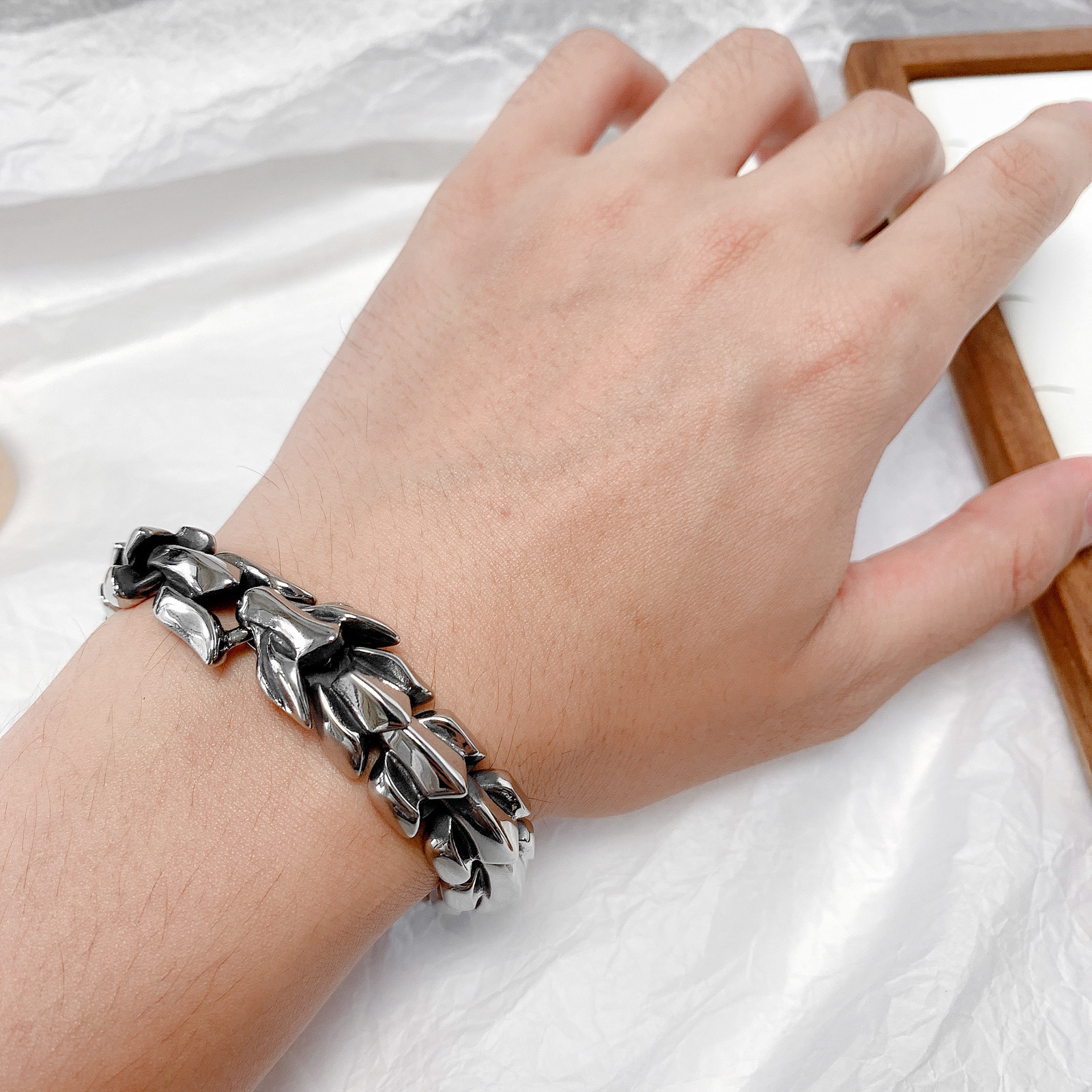 55g Weight Alloy Pendant Material Bracelets Classification Alloy Chain Material Hip-Hop Retro Solid Color Keel Alloy Plating Men's Bracelets Men's Chain Bracelets