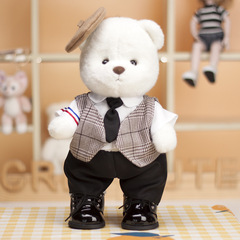 莉娜小熊娃衣30cm貝雷帽馬甲西服套裝泰迪熊毛絨玩具公仔娃娃衣服