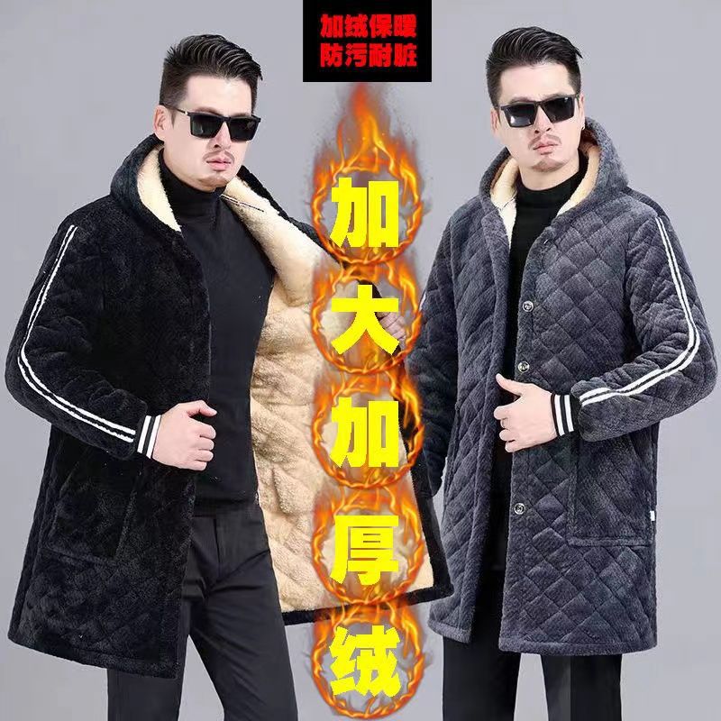 Men's padded smock, adult workwear, warm, thick, fleece-lined, thick smock, kitchen coat, winter outerwear