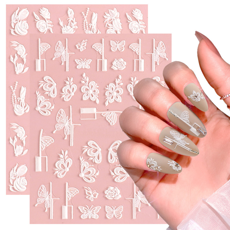 Nail art stickers wholesale ins small sweet potato hot small Daisy Tulip stereo 5D relief stereo nail patch