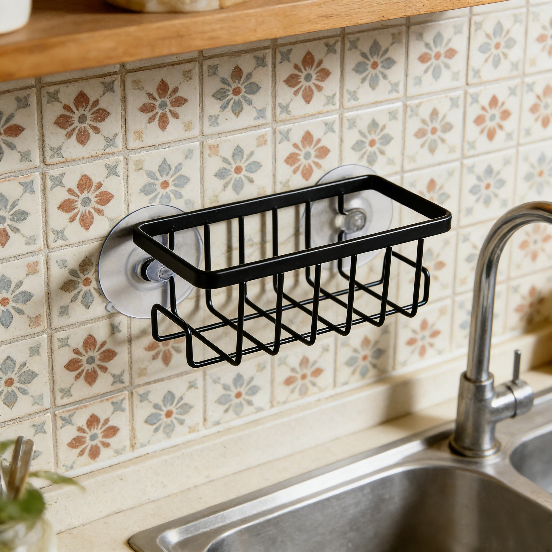 Desktop Kitchen Sponge Drain Rack Wall-Mounted Steel Ball Storage Rack Rag Hanging Basket Storage Rack