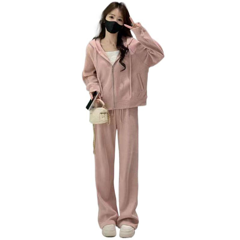 初秋穿搭一整套休闲连帽卫衣运动阔腿裤两件套装秋季新款女装|undefined