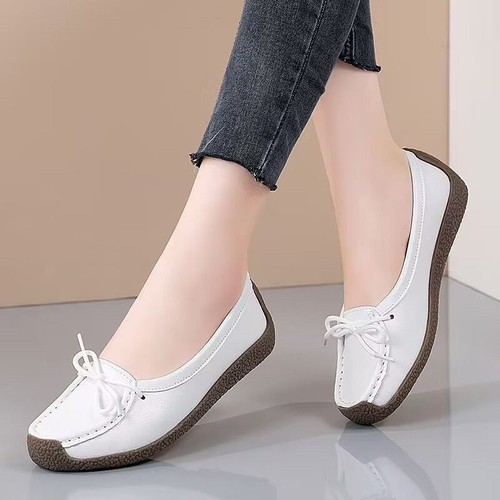 [Soft Leather Soft Sole] Summer One-Piece Mom Shoes Tendon Sole Women's Shoes Flat-soled Beanie Shoes Anti-Slip Pregnant Women's Shoes