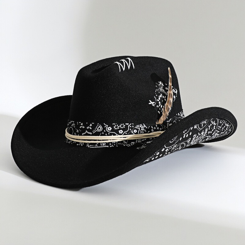 Cross-border western cowboy hat stage performance jazz hat European and American retro art hat feather old personality tide