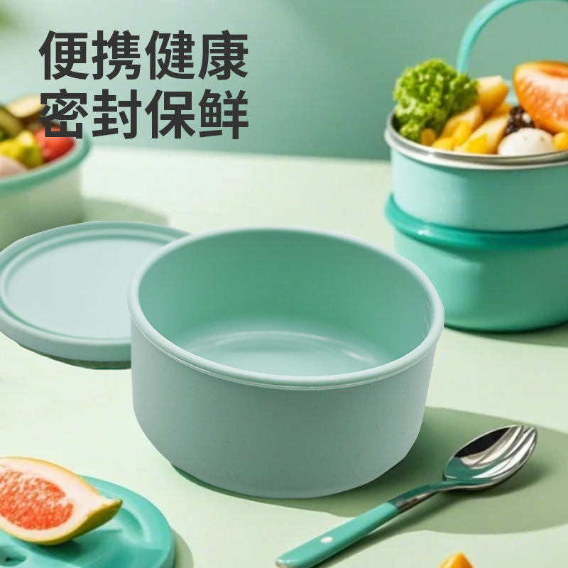 Food-Grade Silicone Lunch Bowl, Anti-Fall, Insulated Food Bowl with Lid, Tableware Set, Microwaveable, Factory Direct Sale