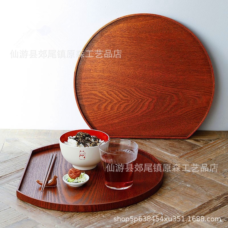 Estilo ins plato de cena bandeja de madera semicírculo té japonés bandeja plato de almacenamiento postre plato de merienda media luna vajilla plato de madera