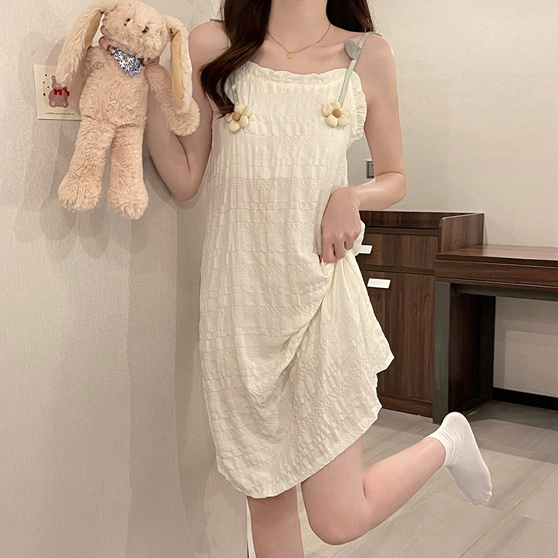 2025 pijama de verano con almohadilla de pecho nubes de algodón perennial flores dulces cabina pijama lindos ropa para el hogar