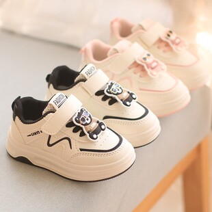 Spring and Autumn Little Boy's 1-6 Year Old Shoes Children's Non-slip Soft-soled sneaker Baby Girl's Leather Panel Shoes White Shoes