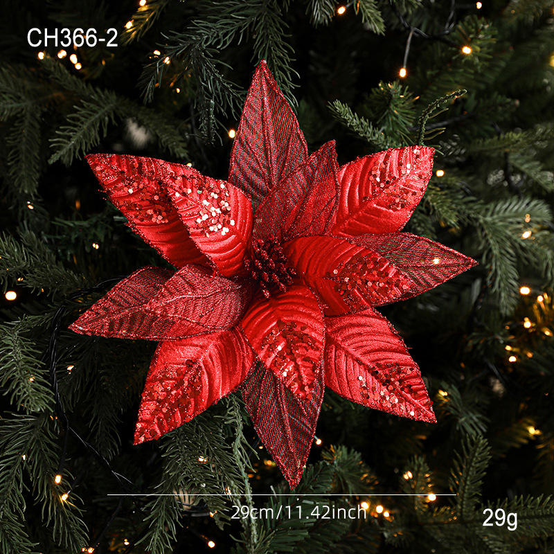 29CM tela flor de imitación de sequela hilo de malla flor de Navidad decoración floral decoración de guirlandas de Navidad