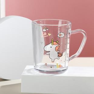 ▽ Scale Cup 400ml Children's Cartoon Glass Household Creative Water Cup Baby Breakfast Brewing Milk Cup