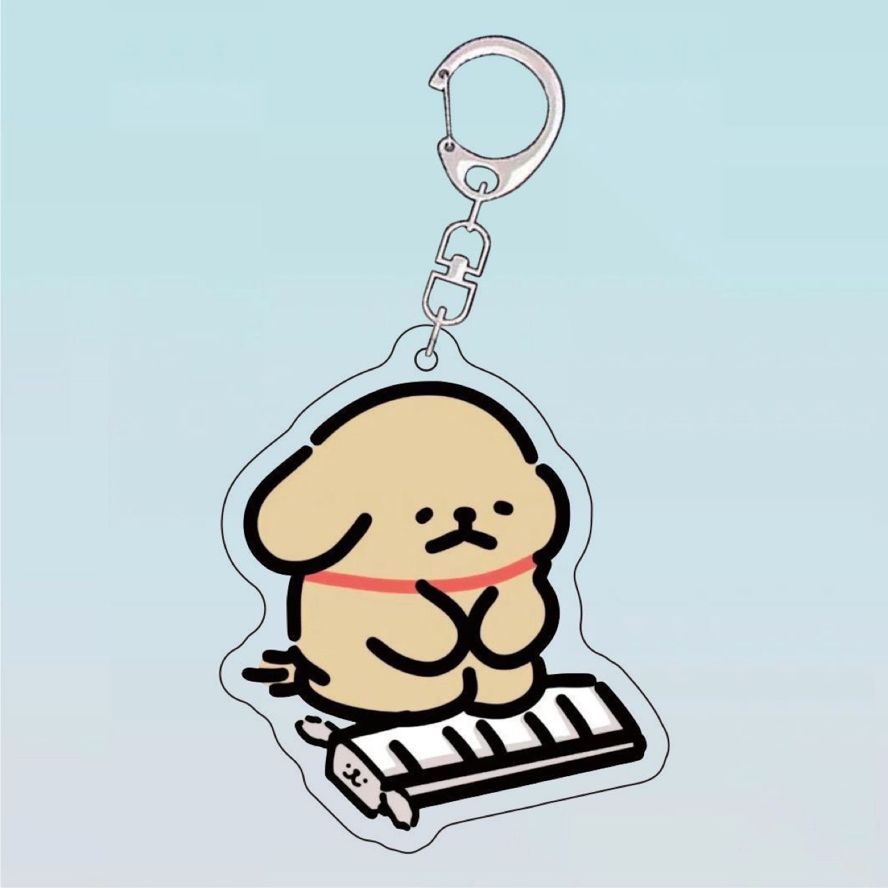 Lindo teclado arrodillado línea cachorro llavero acrílico estudiante colgante dibujos animados pareja divertido mochila colgante