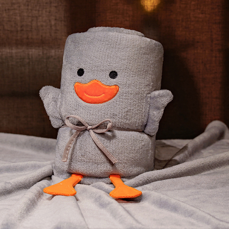 Pato dibujos animados rollo manta siesta manta engrosada edredón caliente solo plegable para oficina dormitorio para hombres y mujeres