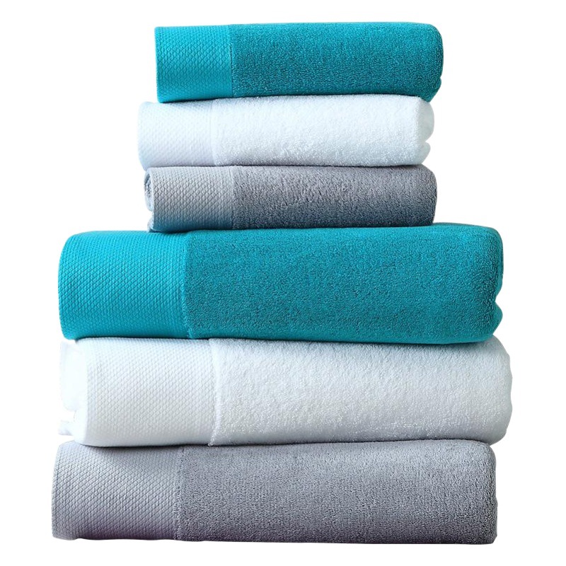 Star Hotel Quality All-Cotton Towels and Bath Towels, Extra Large and Thick, Platinum Satin, Long Loop Pile, Soft, Custom Embroidered Logo