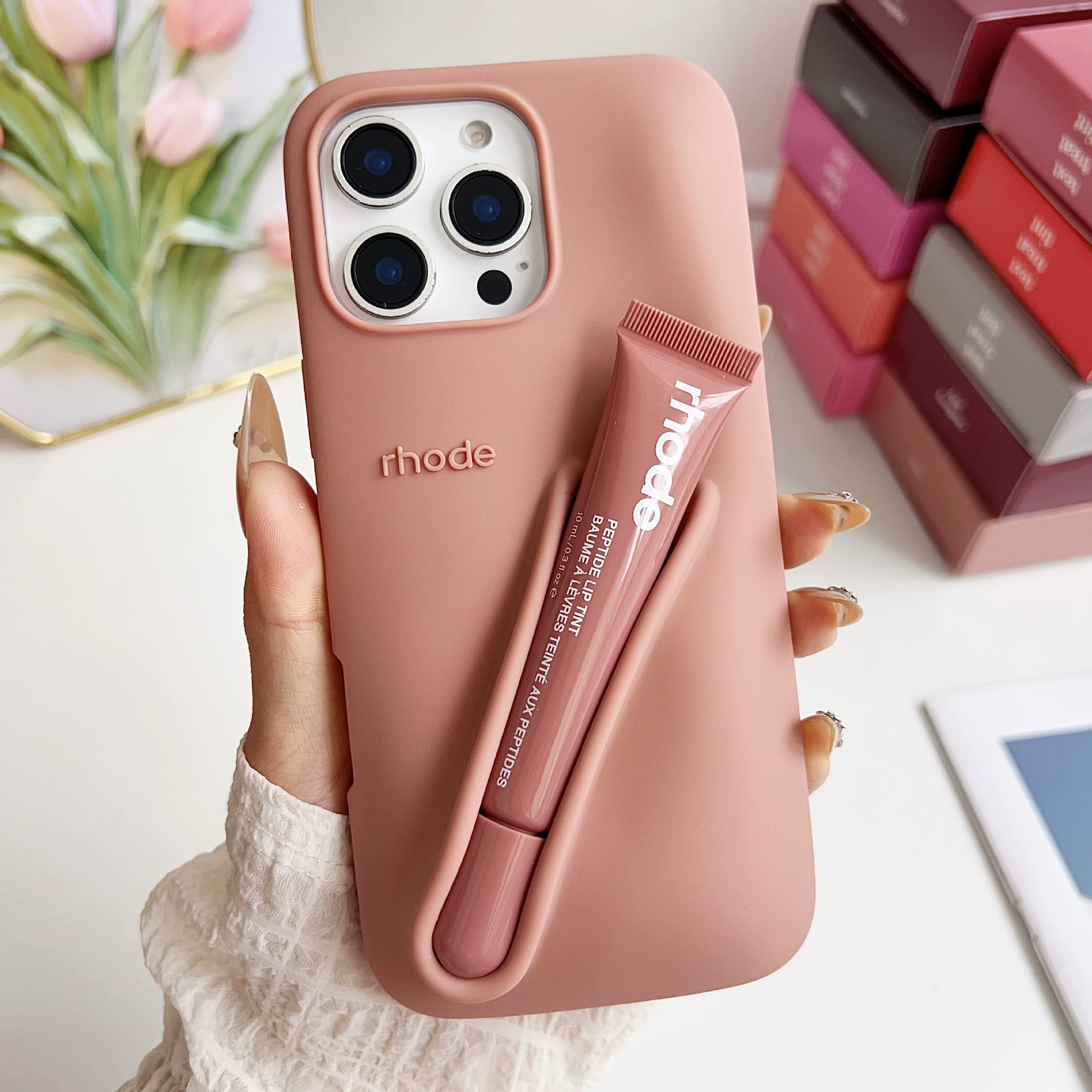 Чехол для телефона (Rhode) с Lip-Gloss силиконовый чехол, нескользящий, совместим с iPhone 11–17/Plus/Pro/Max