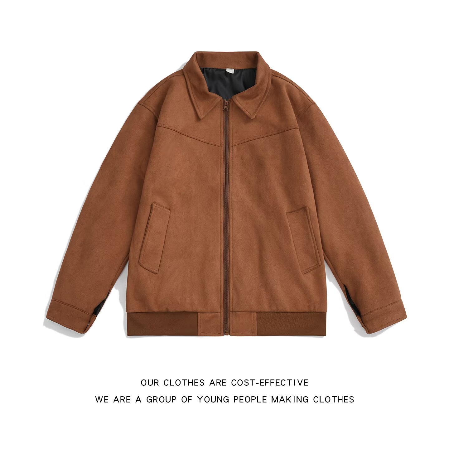 Jacket Maillard Wear Retro Brown Coffee Color European and American Simple Autumn and Winter Men's Imitation Suede Lapel Slim Fit