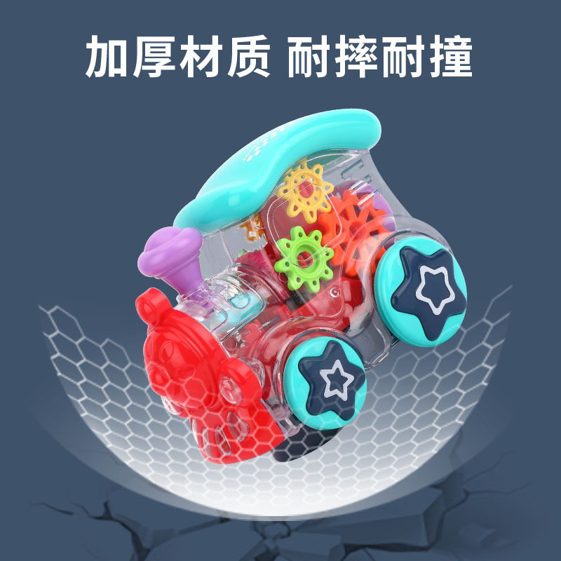 De los niños transfronterizos eléctrico UNIVERSAL TRANSPARENTE tren de engranajes de dibujos animados estilo de la música juguete de la luz del coche al por mayor