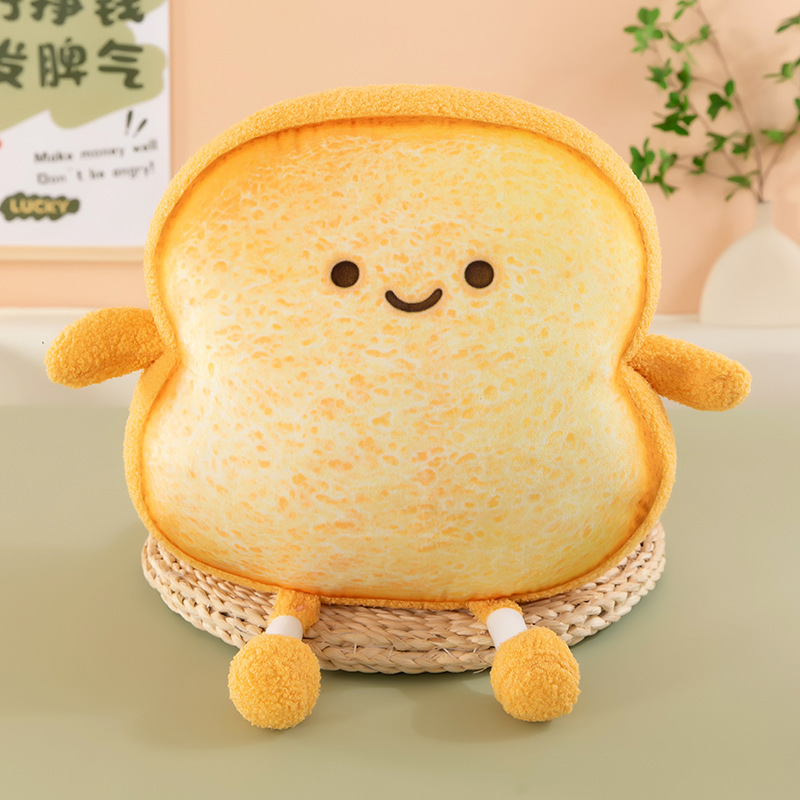 Toast Bread Plush Pillow, Cute Cartoon Bread Slice Cushion, Bay Window Plush Toy, Butt Cushion, Nap Pillow
