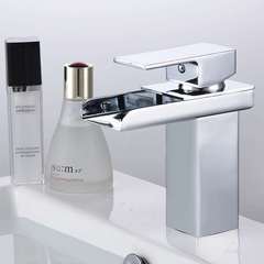 Factory Origin Waterfall Faucet, Nordic Square Wide-Lipped Basin Faucet, Cold and Hot Water Slot, Cross-Border International Trade Supply