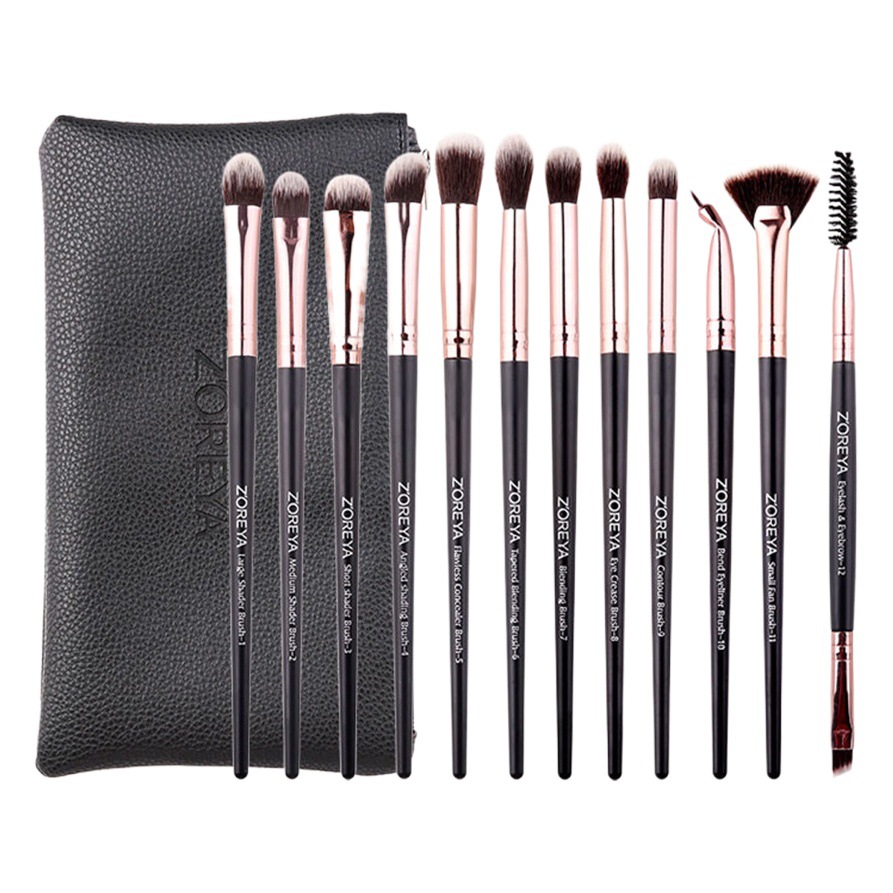 En stock herramientas de maquillaje al por mayor 12 unids ojo maquillaje cepillo traje mango de plástico sombra de ojos cepillo corrector cepillo maquillaje cepillo conjunto