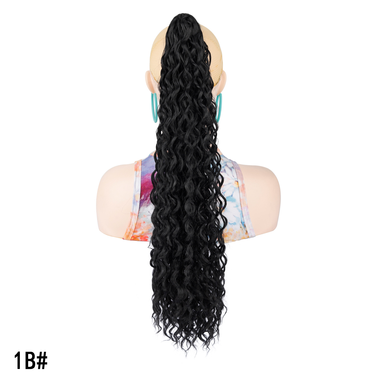 22 pulgadas comercio exterior agarrando clip de cabello rizado profundo cola de caballo esponjoso pequeño rollo natural latino trenzas de caballo fibra química peluca